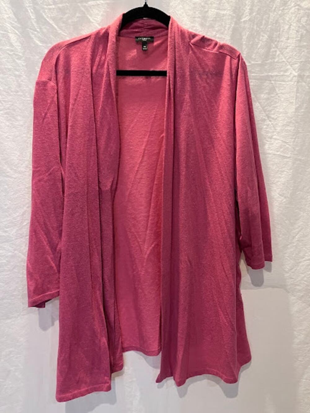 Talbots Woman Flyaway Open Slub Cardigan Pink 3X Cozy Boho Preppy Layer